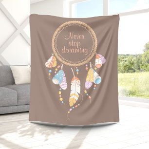 Cobertor De Velo Citações tribais Brown de Dreamcatcher Boho