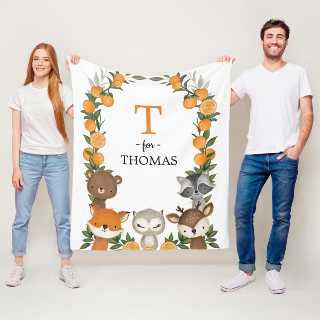 Cobertor De Velo Citrus Orange Woodland Greenerescência Animal Mono (In Situ)