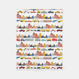 Cobertor De Velo City Transportation Vehicles Trucks Cars Kids