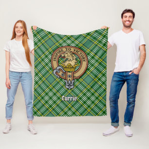 Cobertor De Velo Clan Currie Lion Crest sobre Tartan
