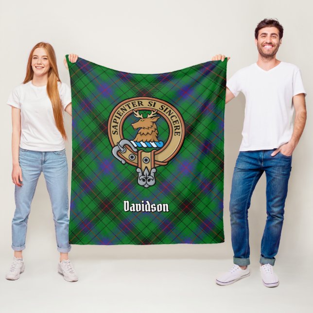 Cobertor De Velo Clan Davidson Crest sobre Tartan (In Situ)