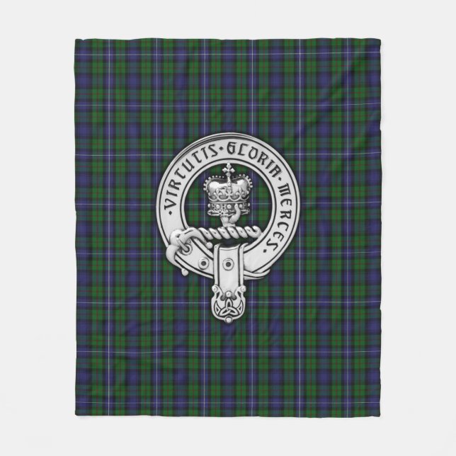 Cobertor De Velo Clan Donnachaidh (Robertson) Crest/Hunting Tartan (Frente)
