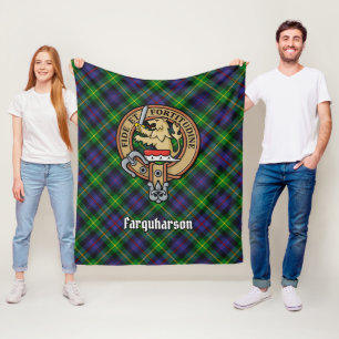 Cobertor De Velo Clan Farquharson Crest sobre Tartan