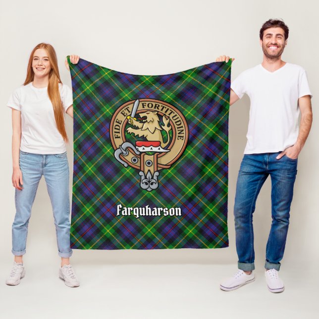 Cobertor De Velo Clan Farquharson Crest sobre Tartan (In Situ)