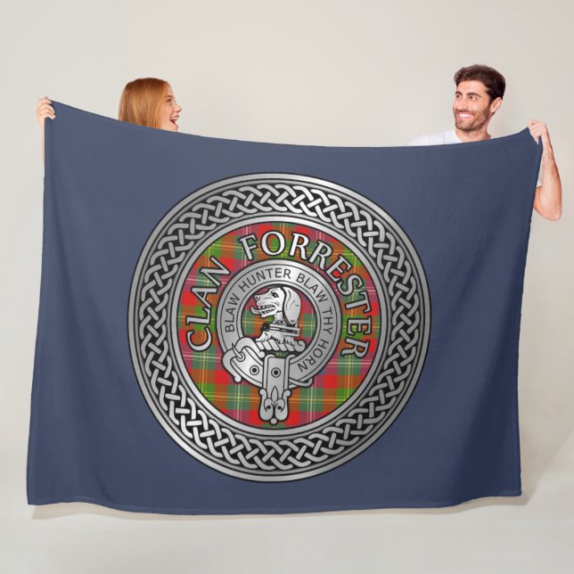 Cobertor De Velo Clan Forrester | Foster Crest & Tartan Knot (In Situ)