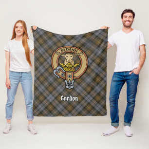 Cobertor De Velo Clan Gordon Crest sobre o Weathered Tartan