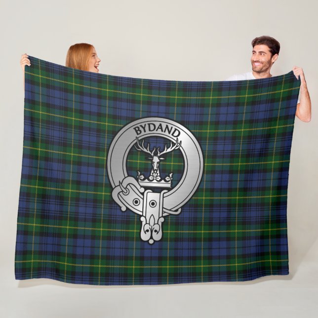 Cobertor De Velo Clan Gordon Crest & Tartan Fleece Blanket (In Situ)