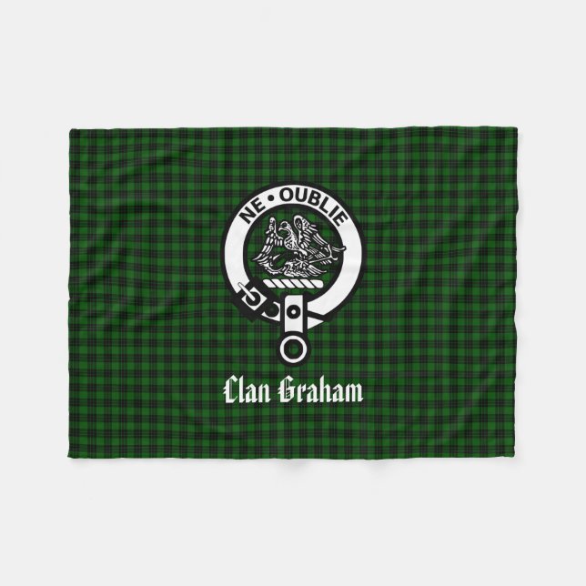 Cobertor De Velo Clan Graham Crest Crachá e Tartan (Frente (Horizontal))