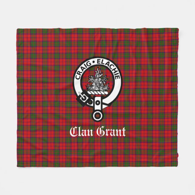 Cobertor De Velo Clan Grant Crest Crachá e Tartan (Frente (Horizontal))