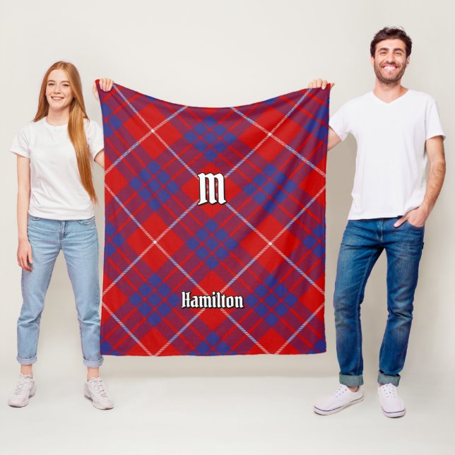 Cobertor De Velo Clan Hamilton Red Tartan Fleece Blanket (In Situ)
