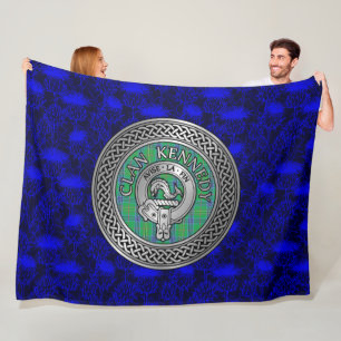 Cobertor De Velo Clan Kennedy Crest e Tartan Knot