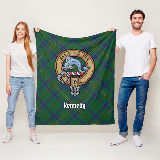 Cobertor De Velo Clan Kennedy Crest sobre Tartan (In Situ)