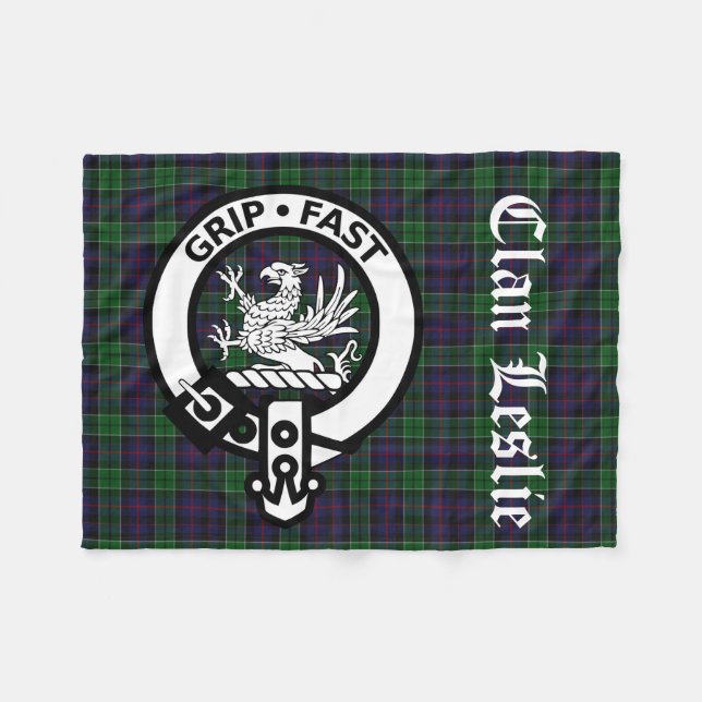 Cobertor De Velo Clan Leslie Crest Crachá e Tartan (Frente (Horizontal))