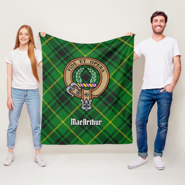 Cobertor De Velo Clan MacArthur Crest sobre Tartan (In Situ)