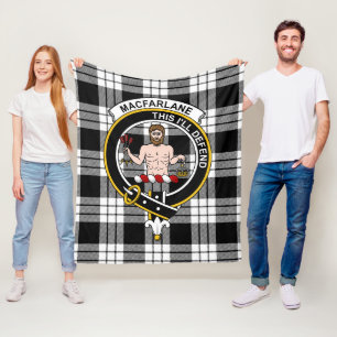 Cobertor De Velo Clan MacFarlane Black & White Tartan Xadrez