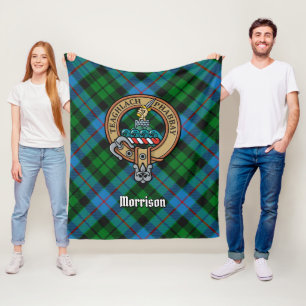 Cobertor De Velo Clan Morrison Crest sobre caçar Tartan