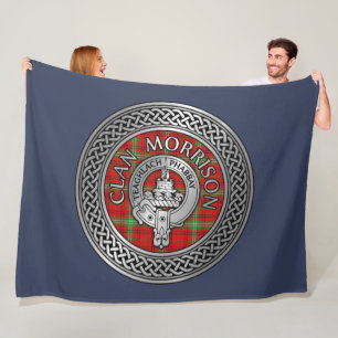 Cobertor De Velo Clan Morrison Crest & Tartan Knot Fleece Blanket