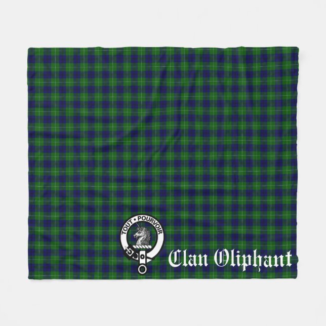 Cobertor De Velo Clan Oliphant Crest Crachá e Tartan (Frente (Horizontal))