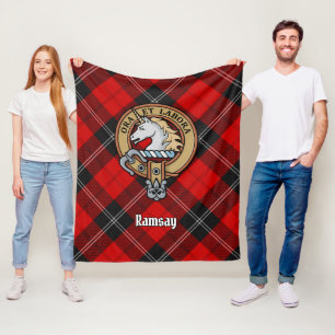 Cobertor De Velo Clan Ramsay Crest sobre o Red Tartan