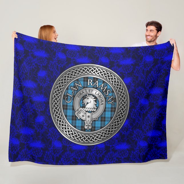 Cobertor De Velo Clan Ramsay Crest & Tartan Knot (In Situ)