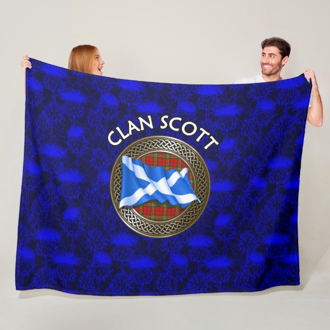 Cobertor De Velo Clan Scott Tartan Knot & Flag (In Situ)