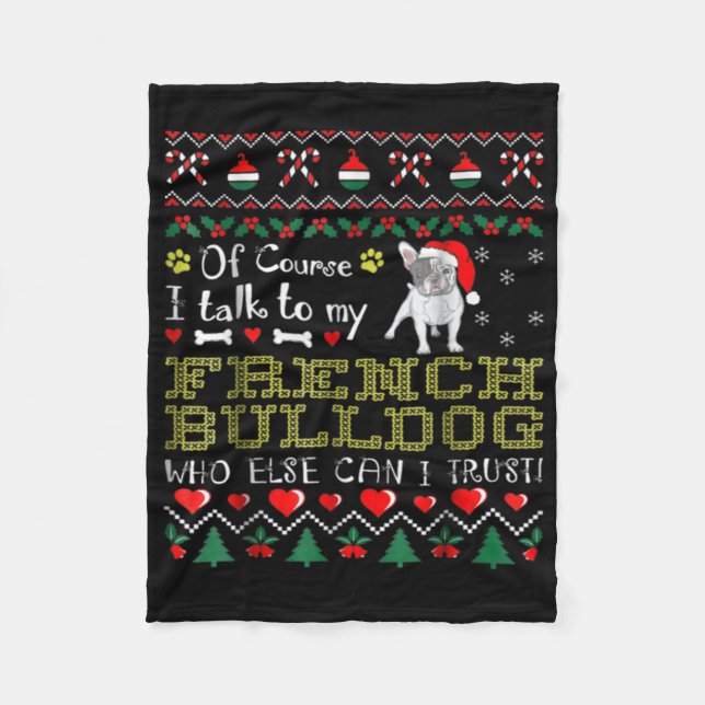 Cobertor De Velo Claro, Eu Falo Com Meu Bulldog Francês (Frente)