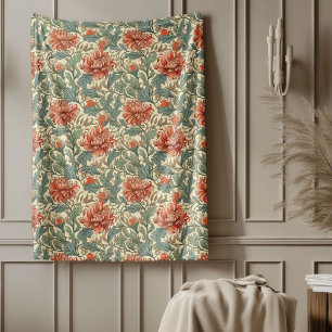 Cobertor De Velo Clássico William Morris Elegante, marfim vermelho 