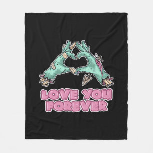 Cobertor De Velo Clássico Zombie - Coração E Mãos De Esqueleto