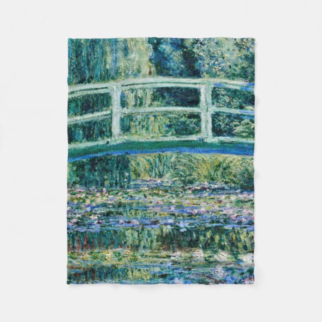 Cobertor De Velo Claude Monet - Lírios De Água E Ponte Japonesa (Frente)