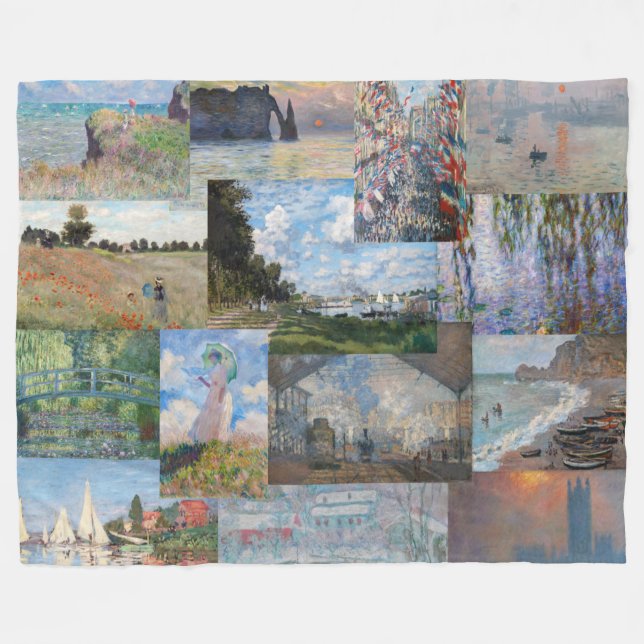Cobertor De Velo Claude Monet - Patchwork de obras de arte (Frente (Horizontal))