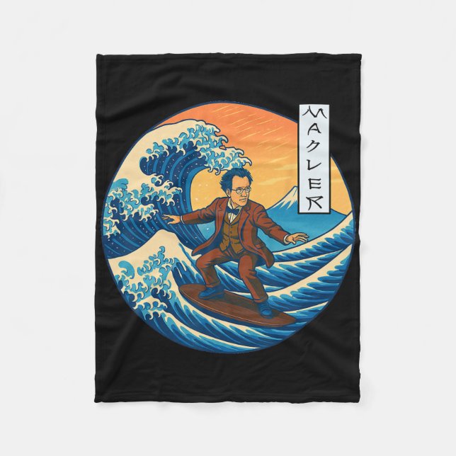 Cobertor De Velo Clical Musician Mahler Ukiyo-e Surfing  (Frente)