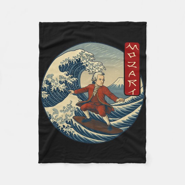 Cobertor De Velo Clical Musician Mozart Ukiyo-e Surfing  (Frente)