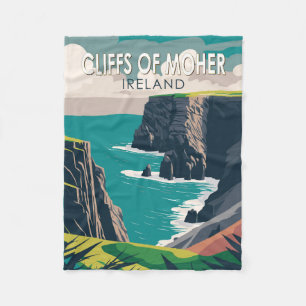 Cobertor De Velo Cliff of Moher Ireland Viagem Art Vintage