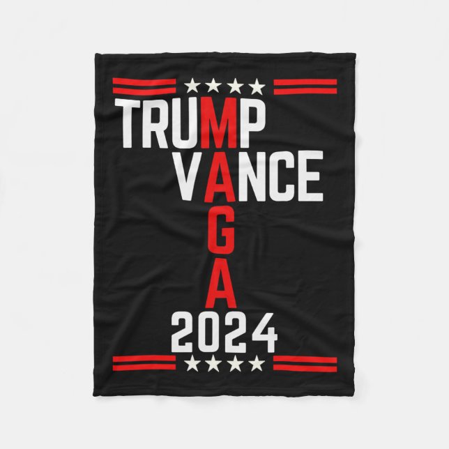 Cobertor De Velo Clique em Trump Vance 2024 Retro Stripe Trump Jd V (Frente)