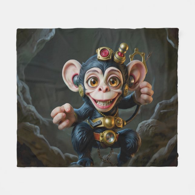 Cobertor De Velo Clockwork Cavekeeper – O Macaco Sussurrante  (Frente (Horizontal))