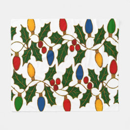 Cobertor De Velo Cloisonne Art Christmas Lights and Holly