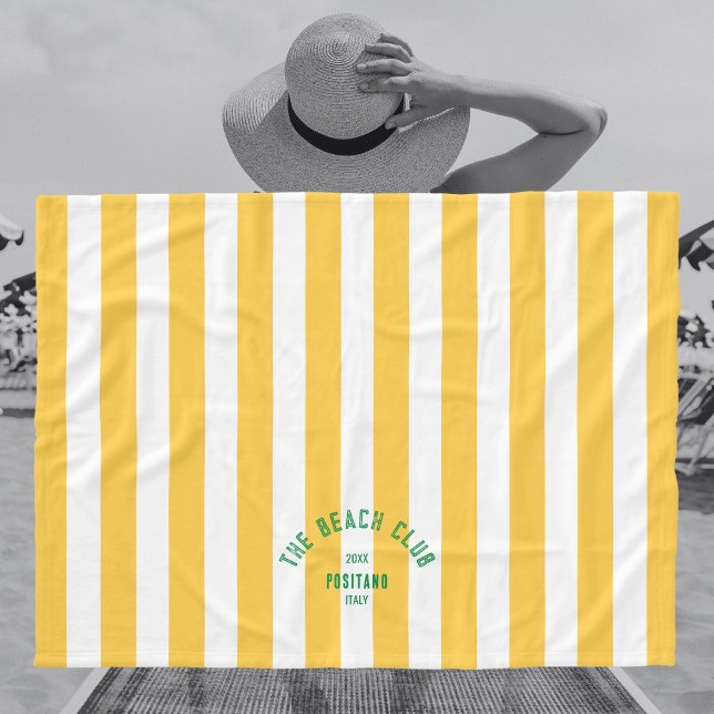Cobertor De Velo Clube de Praia Crest Yellow Cabana Stripe Monogram (Criador carregado)