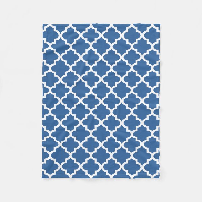 Cobertor De Velo Cobalt Bright Blue Marroquino Azulejo Trellis (Frente)