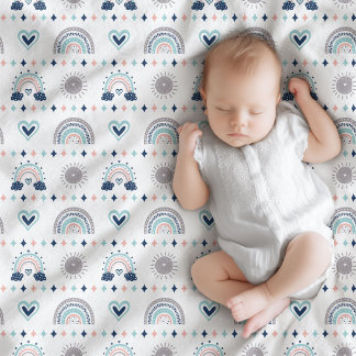 Cobertor De Velo Cobertorzinho Pastel Bebê Azul Rosa Vibes Boho