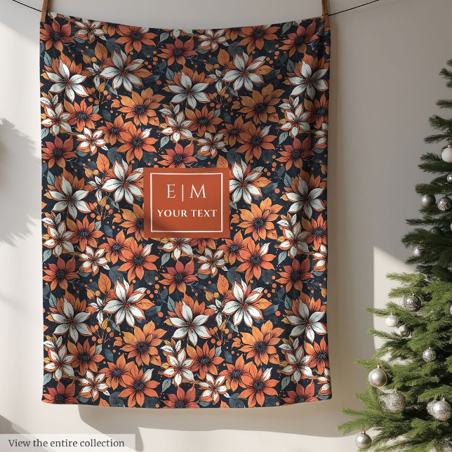 Cobertor De Velo Cobertura chic terracotta com flores de outono (Chic terracotta blanket with autumn flowers)