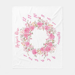 Cobertor De Velo Cobertura cor-de-rosa do marco miliário do bebé da