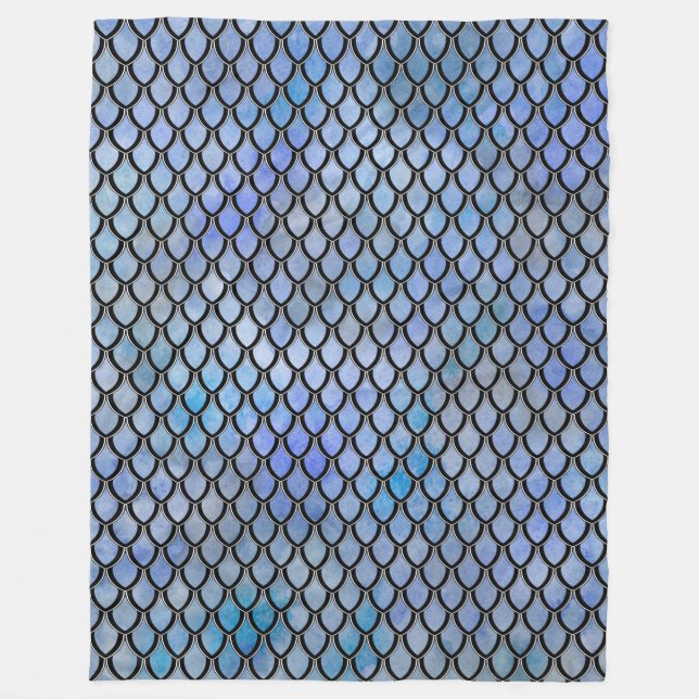 Cobertor De Velo Cobertura da escala do dragão do preto azul (Frente)