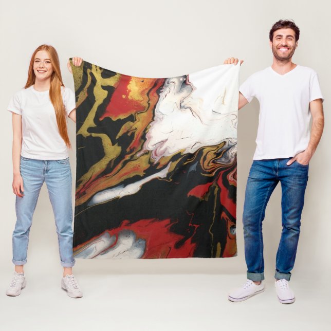 Cobertor De Velo Cobertura de Abstrato Vermelho Dourado, preto-chic (In Situ)