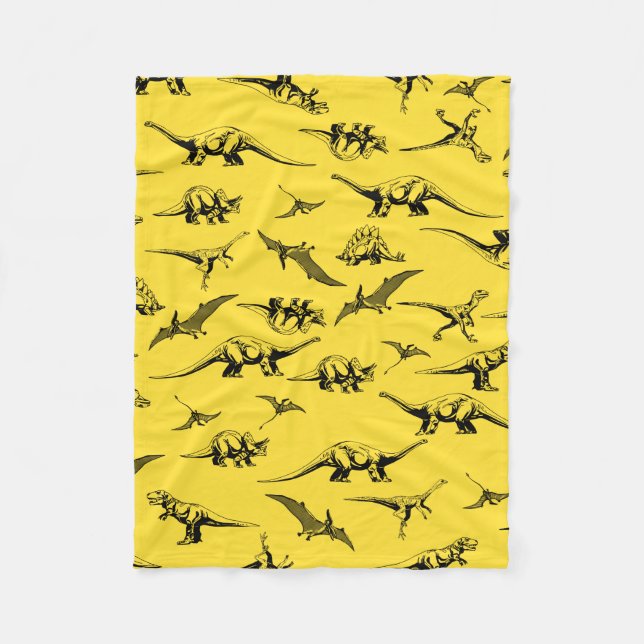 Cobertor De Velo Cobertura de Dinossauros Amarelos (Frente)