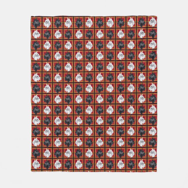 Cobertor De Velo Cobertura de xadrez Terrier escocês preto e branco (Frente)