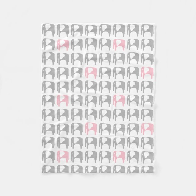 Cobertor De Velo Cobertura do elefante - cinzas e rosa (Frente)