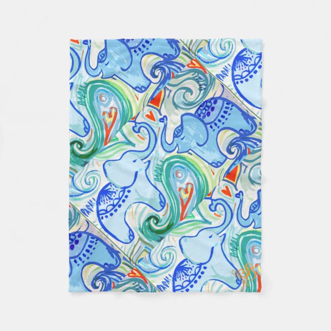 Cobertor De Velo Cobertura do elefante indiano das mamães & do bebê (Frente)