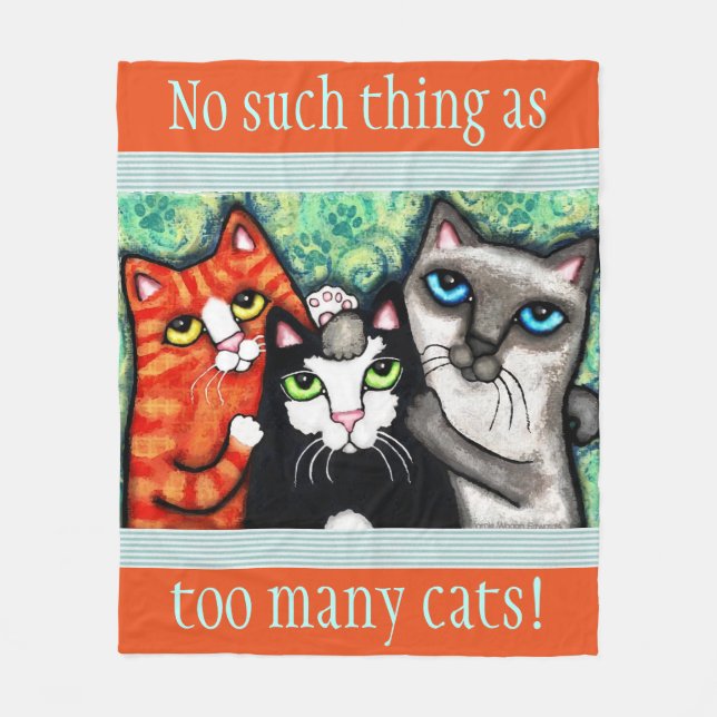 Cobertor De Velo Cobertura do velo da arte do gato do amante feito (Frente)