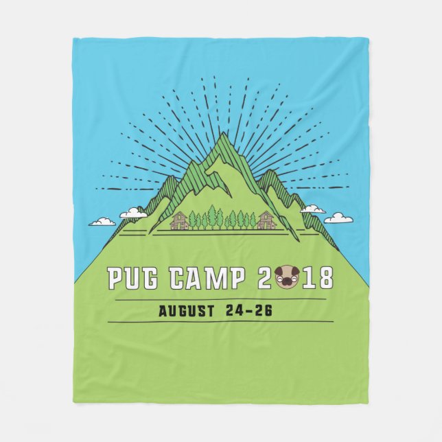 Cobertor De Velo Cobertura do velo do Pug Camp2018 (Frente)