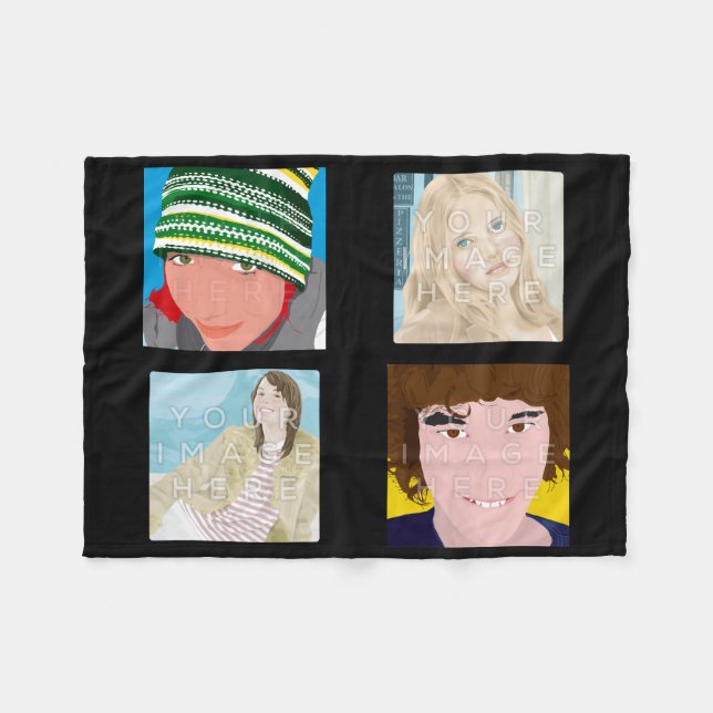 Cobertor De Velo Cobertura feita sob encomenda preta do velo de (Frente (Horizontal))